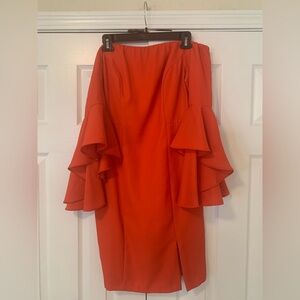 Sexy Tangerine Orange Off-Shoulder Cocktail Dress